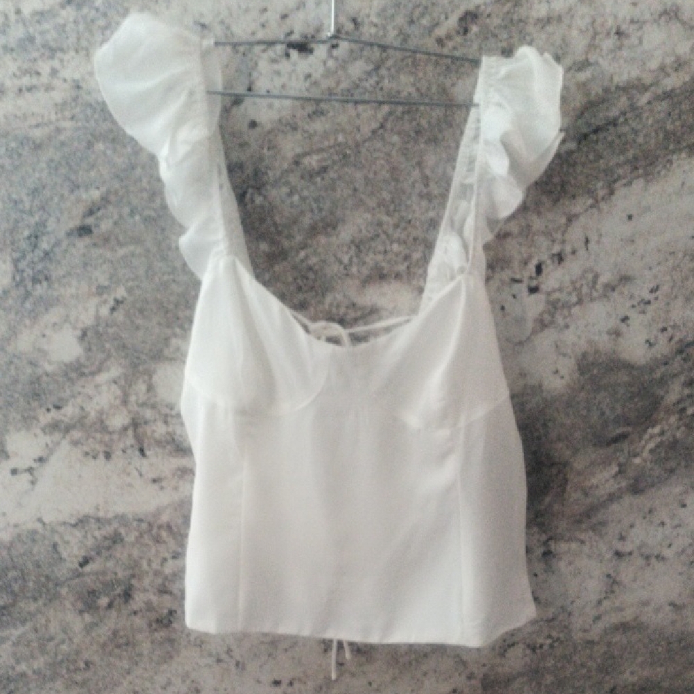 Chic White Ruffle Strap Camisole